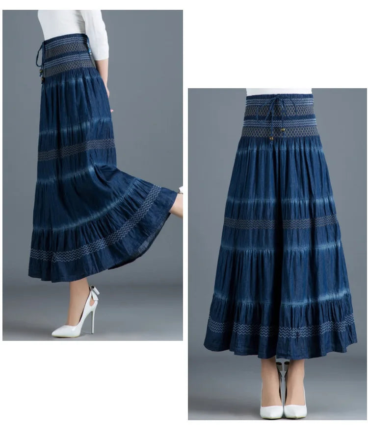 Saia Longa Casual Feminina com Cintura Alta