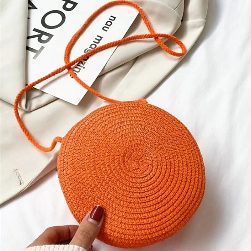Bolsa de Palha Minimalista Crossbody para Mulheres