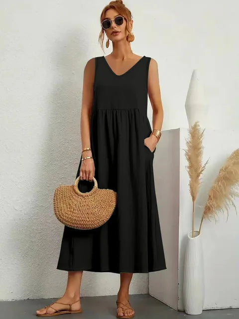 Vestido Casual Plus Size Feminino Sem Mangas