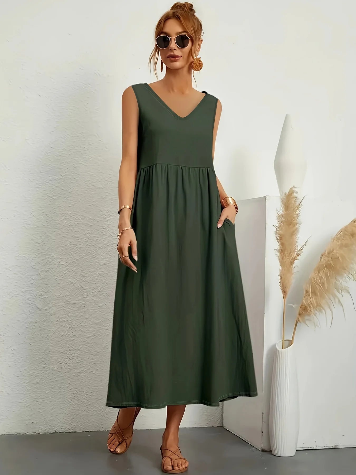 Vestido Casual Plus Size Feminino Sem Mangas