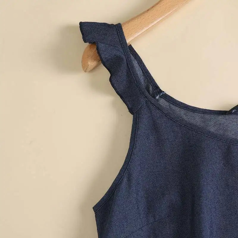 Vestido Boêmio Jeans Sem Mangas para Verão