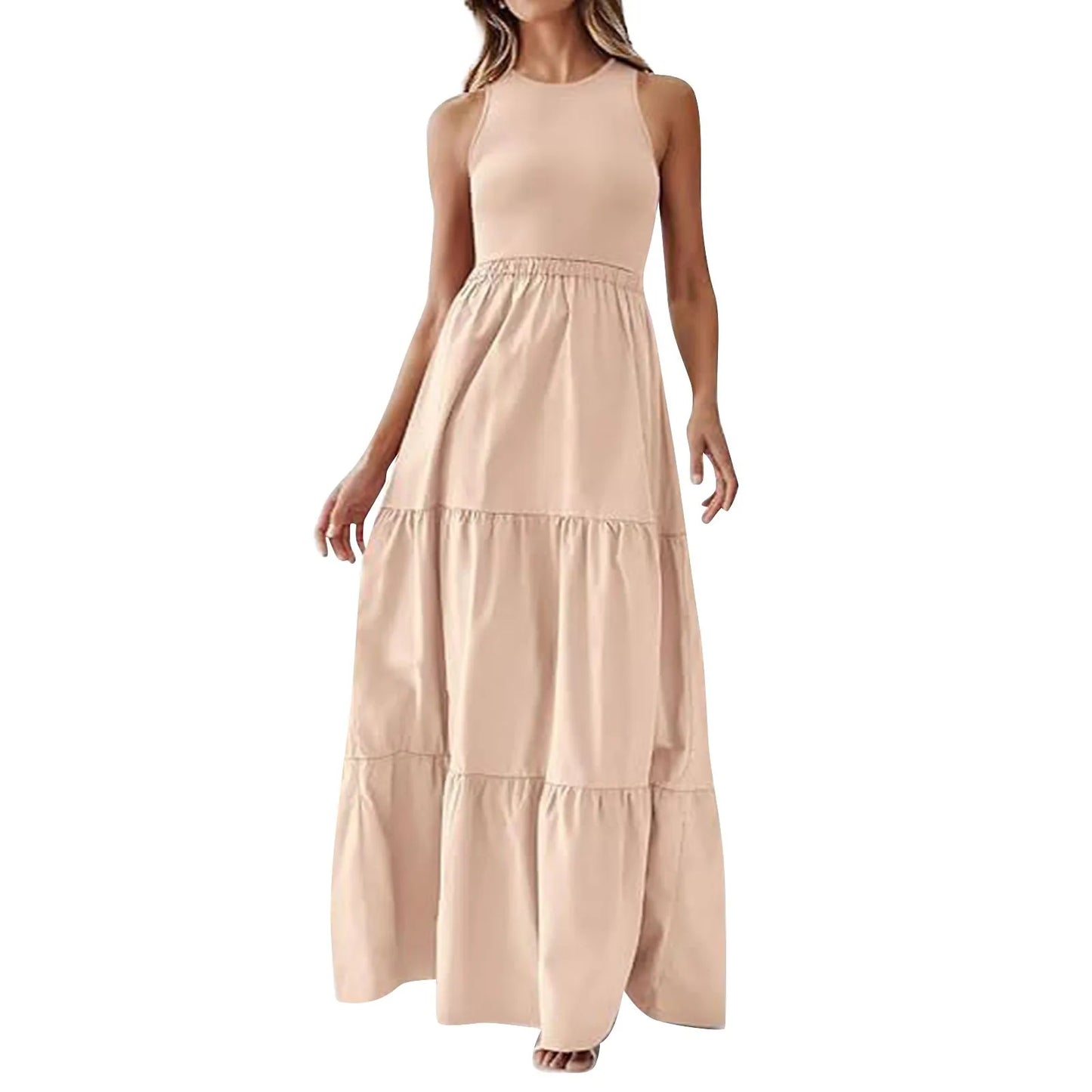 Vestido Longo de Praia Boêmio Sem Mangas