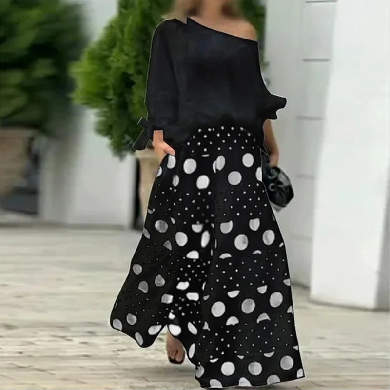 Conjunto Feminino Elegante com Saia Longa e Camisa Solta