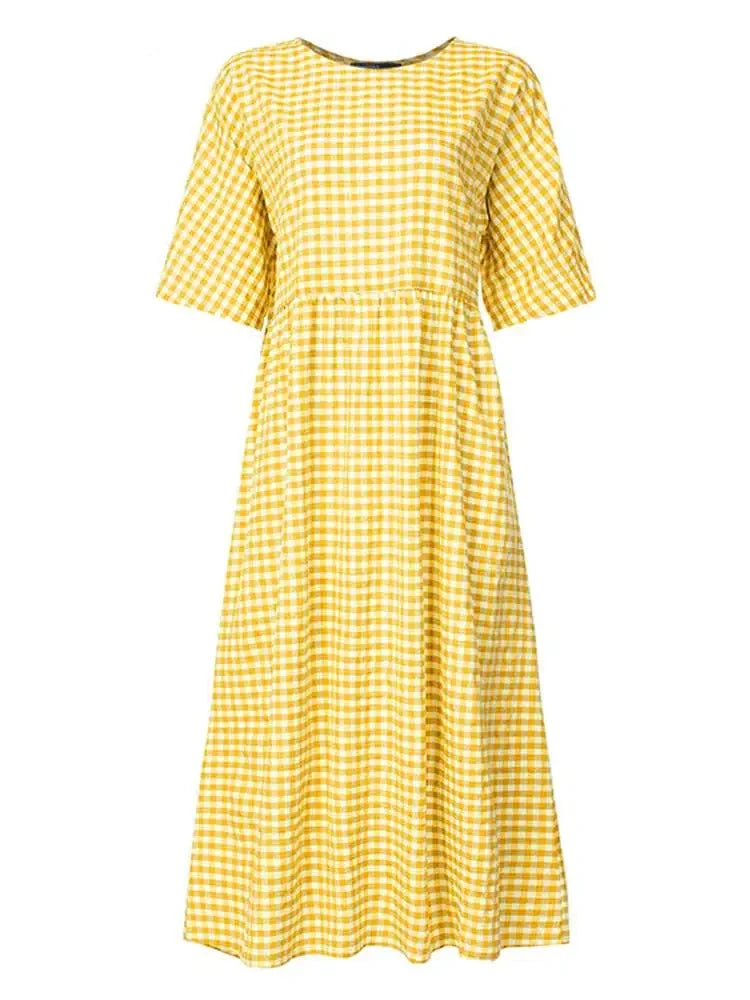 Túnica Feminina Xadrez Maxi Boêmio Casual