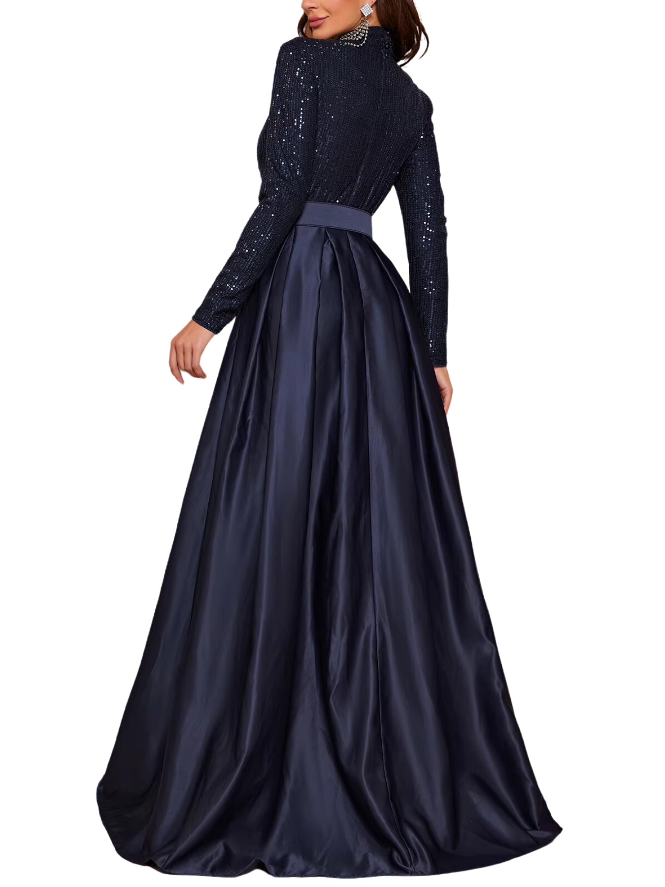 Vestido Plissado com Lantejoulas