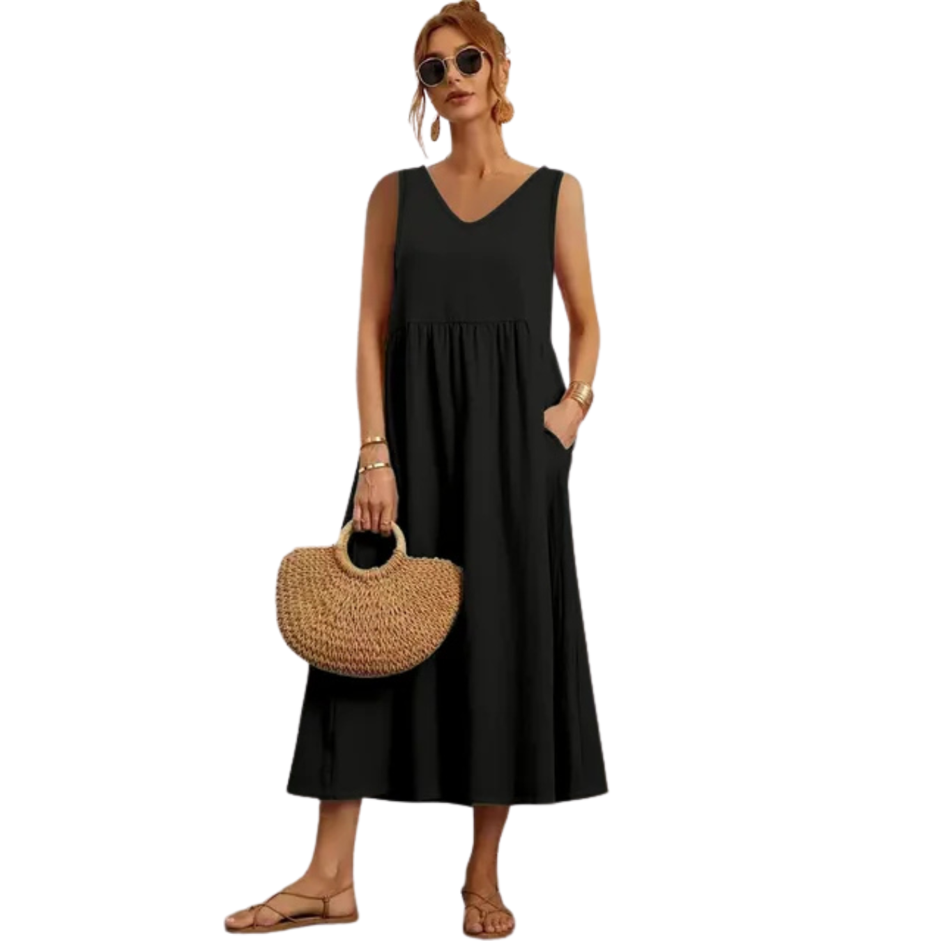 Vestido Casual Plus Size Feminino Sem Mangas