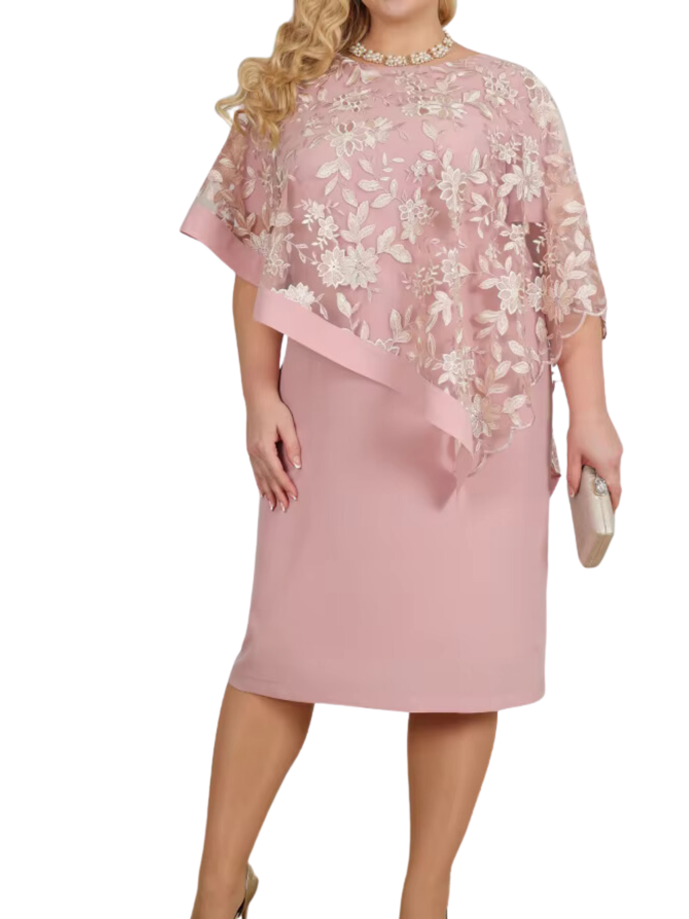 Vestido Lápis Floral Bordado Feminino Plus Size
