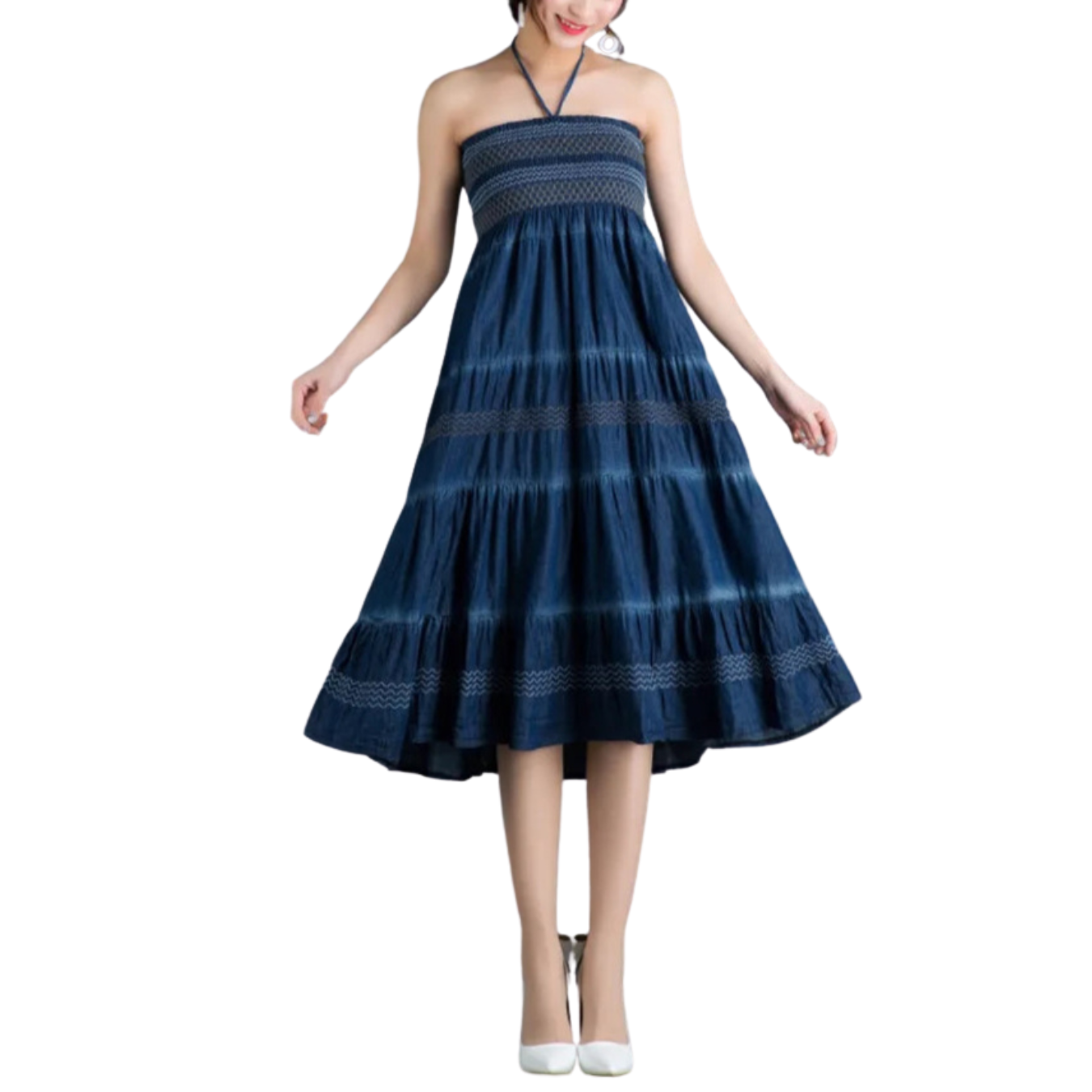 Vestido ou Saia Longa Casual Feminina com Cintura Alta