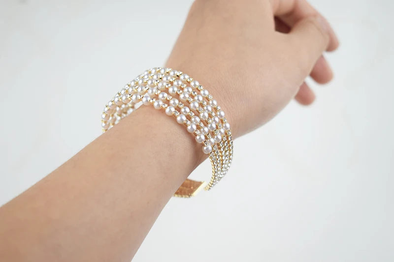 Pulseira Cristal e Pérola