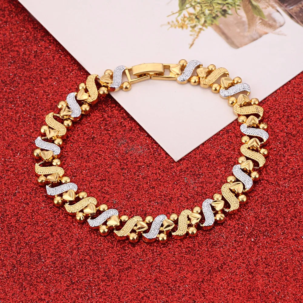 Pulseira Luxo Coração Dourada