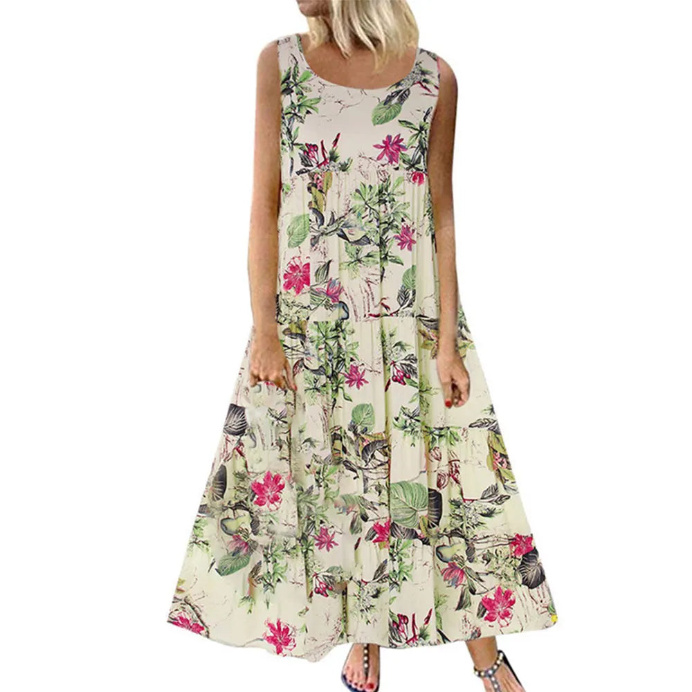 Vestido Maxi Boêmio Floral Feminino