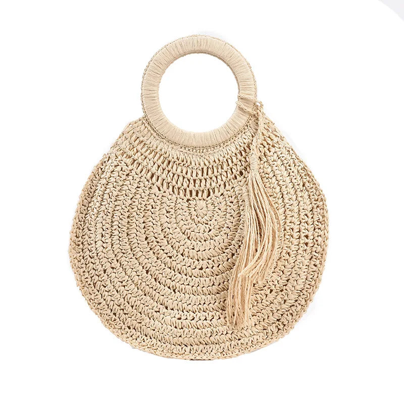 Bolsa de Ombro Redonda de Vime para Mulheres