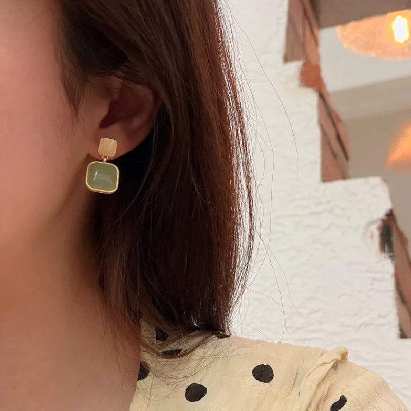 Brincos Boho Pedra Verde