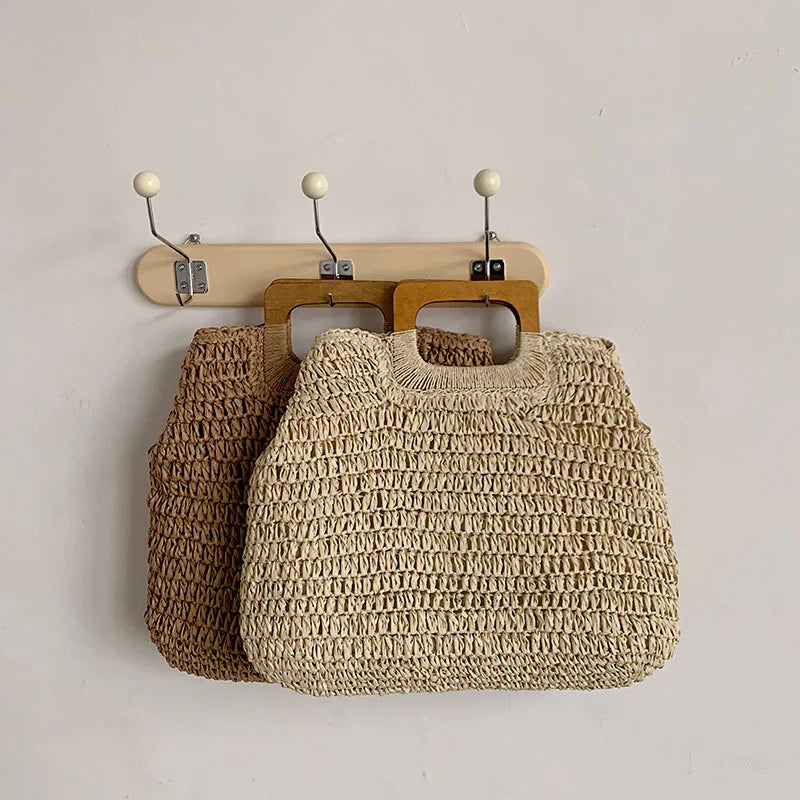 Bolsa de Palha Tecido Feminina Grande Capacidade