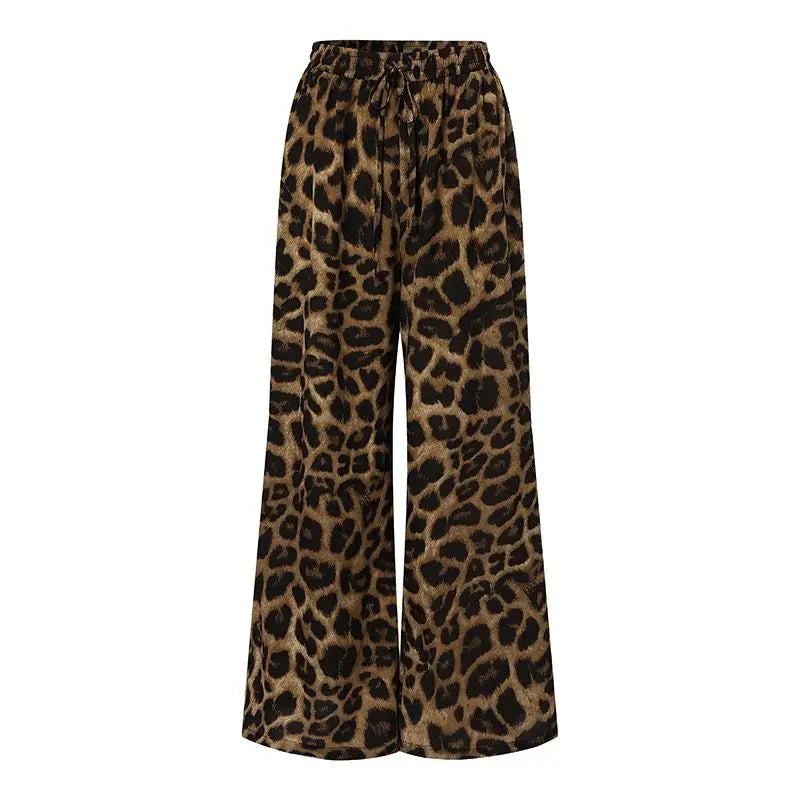 Conjunto Feminino Casual de Verão com Estampa de Leopardo