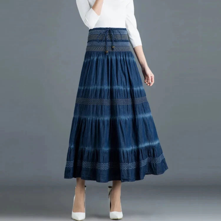 Saia Longa Casual Feminina com Cintura Alta