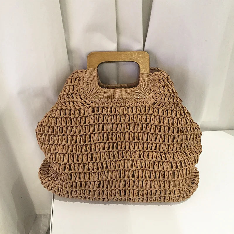 Bolsa de Palha Tecido Feminina Grande Capacidade