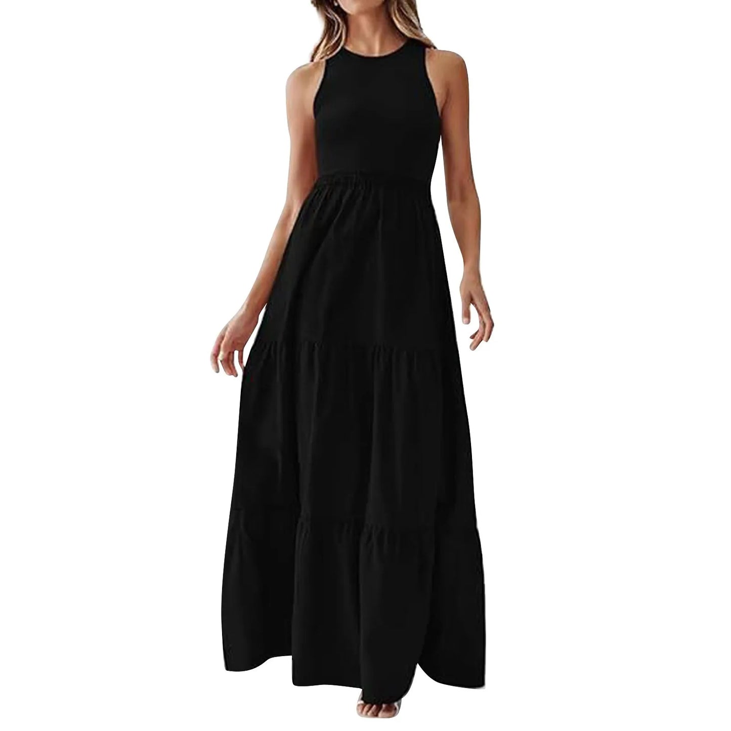 Vestido Longo de Praia Boêmio Sem Mangas