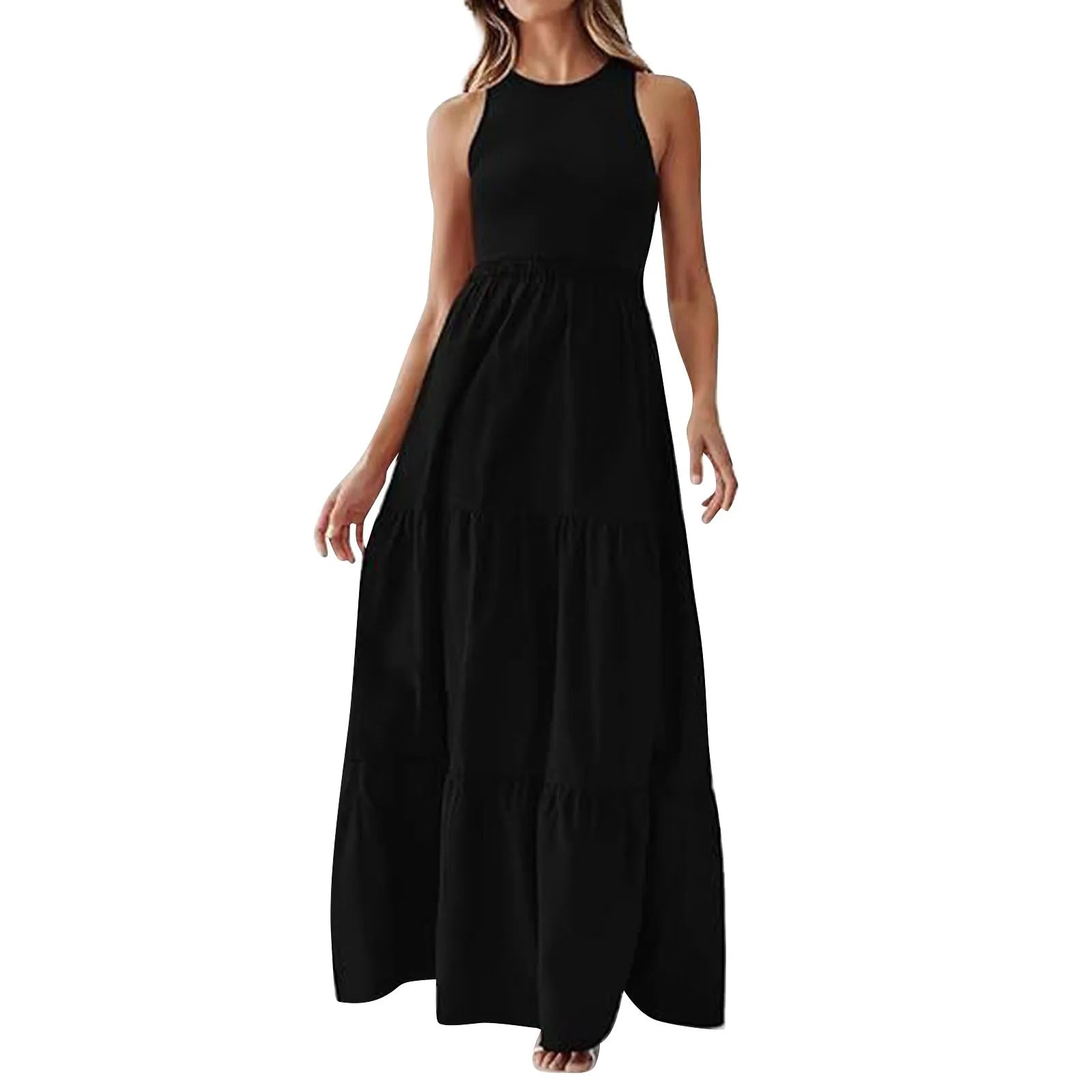 Vestido Longo de Praia Boêmio Sem Mangas