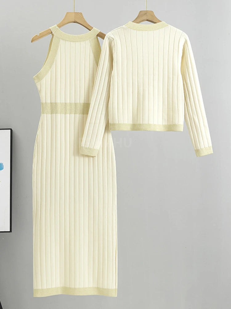 Conjunto de Vestidos Bodycon com Decote em V para Mulheres