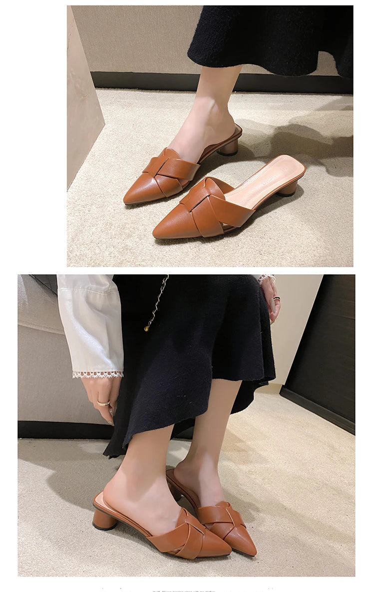 Sapatos de Salto Redondo Elegantes para Mulheres
