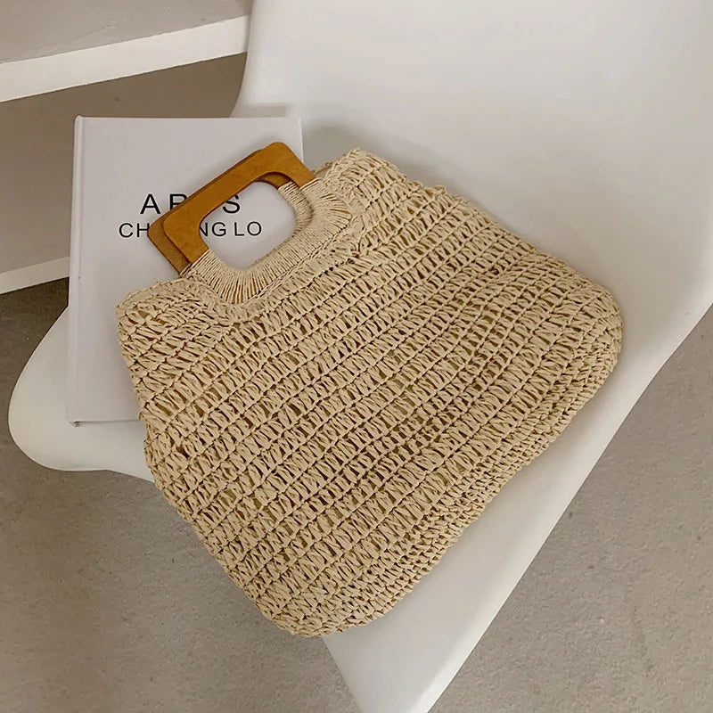Bolsa de Palha Tecido Feminina Grande Capacidade