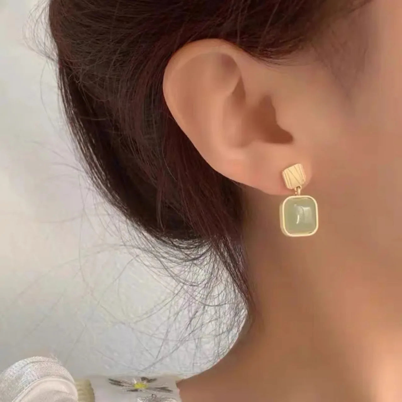 Brincos Boho Pedra Verde