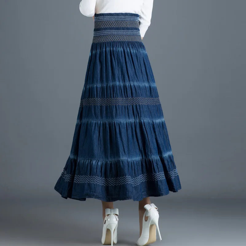 Saia Longa Casual Feminina com Cintura Alta