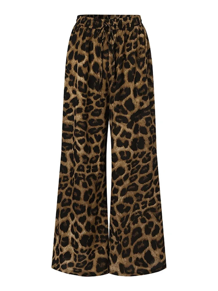 Conjunto Feminino Casual de Verão com Estampa de Leopardo
