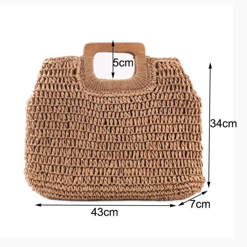 Bolsa de Palha Tecido Feminina Grande Capacidade