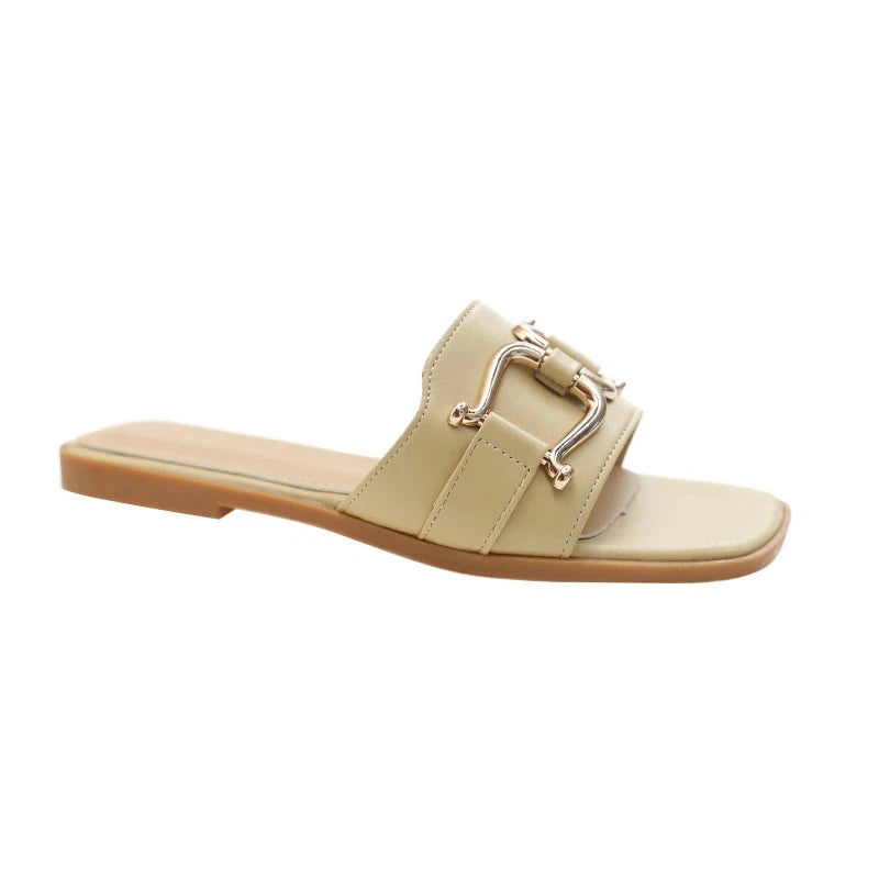 Sandálias de Couro PU Femininas - Estilo Casual