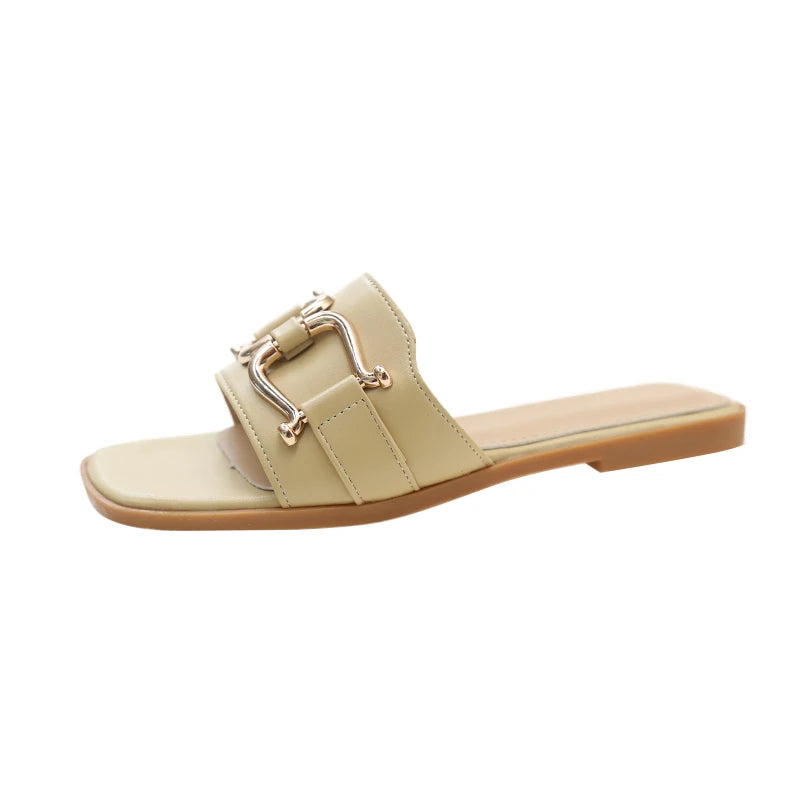 Sandálias de Couro PU Femininas - Estilo Casual