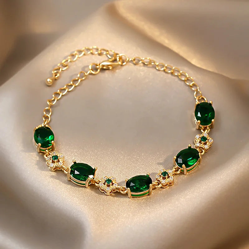 Pulseira Luxo Verde Cristal