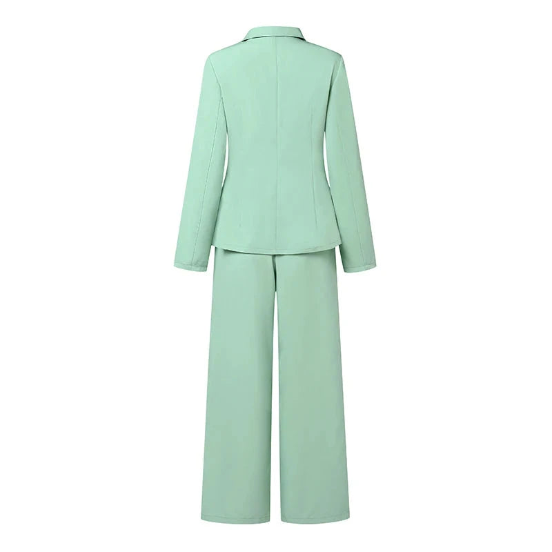 Conjunto Elegante de Blazer e Calças Largas