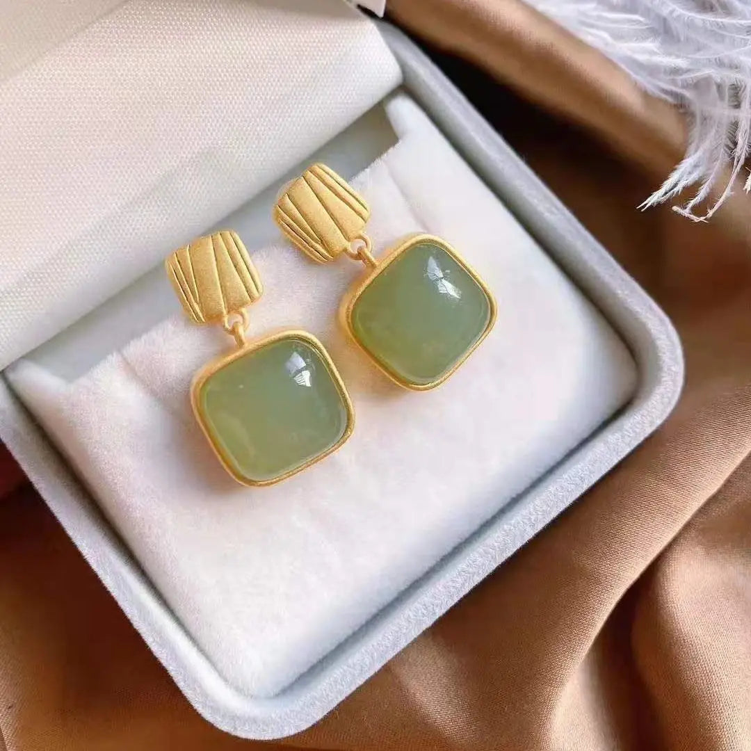 Brincos Boho Pedra Verde