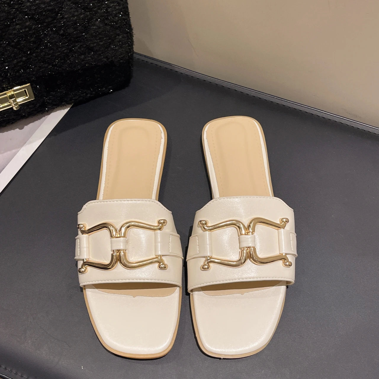 Sandálias de Couro PU Femininas - Estilo Casual