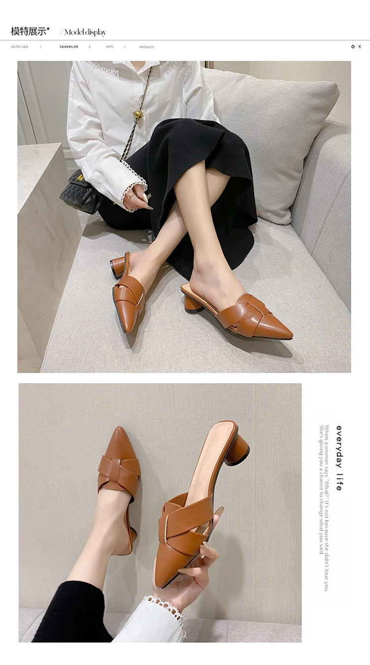 Sapatos de Salto Redondo Elegantes para Mulheres