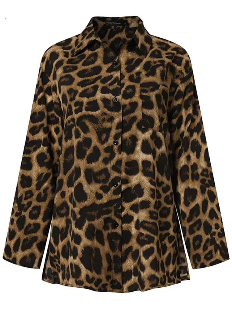 Conjunto Feminino Casual de Verão com Estampa de Leopardo