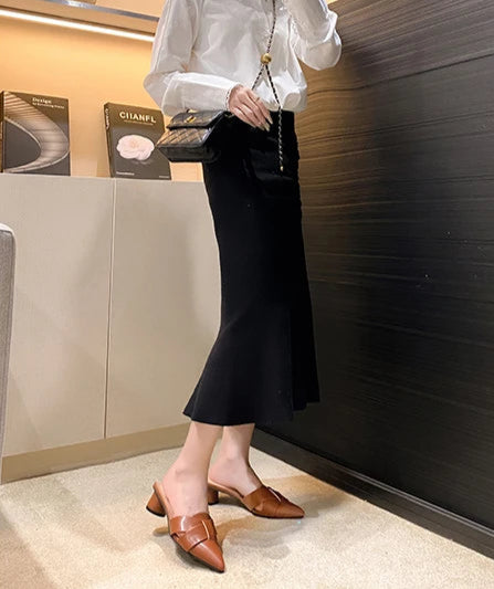 Sapatos de Salto Redondo Elegantes para Mulheres