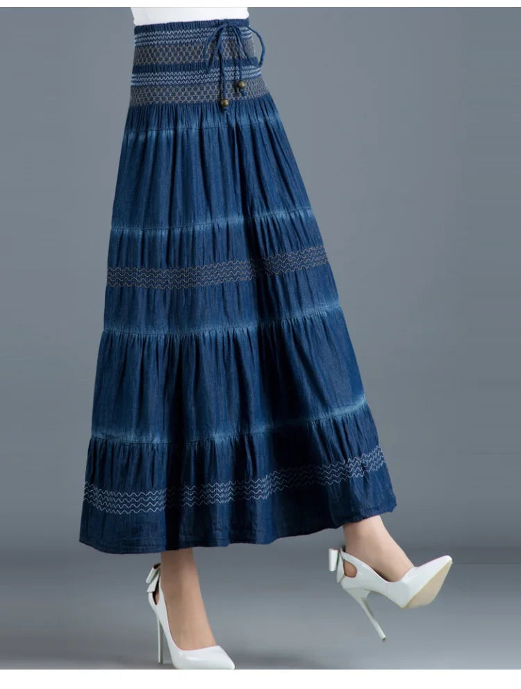 Saia Longa Casual Feminina com Cintura Alta