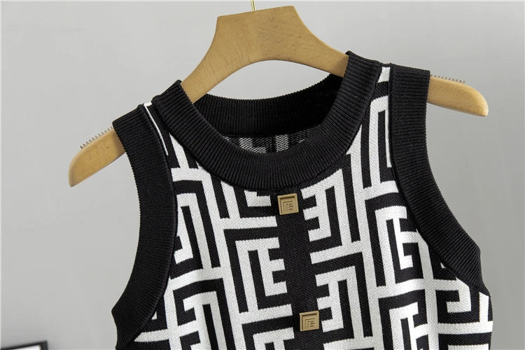 Conjunto Casual de Suéter e Vestido de Malha para Mulheres