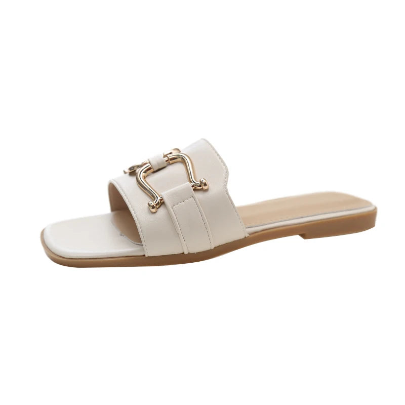 Sandálias de Couro PU Femininas - Estilo Casual