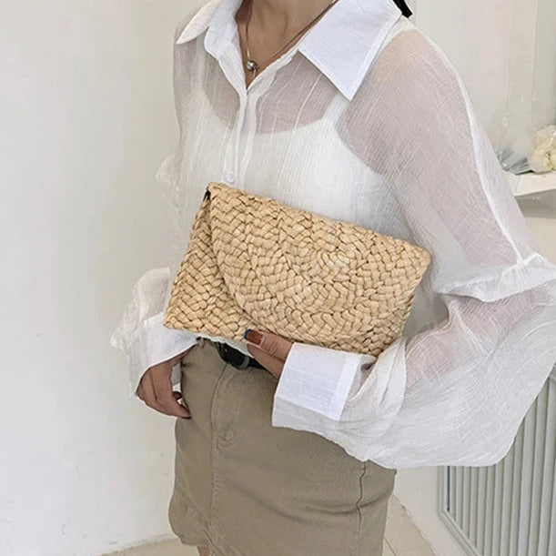 Bolsa Clutch de Palha