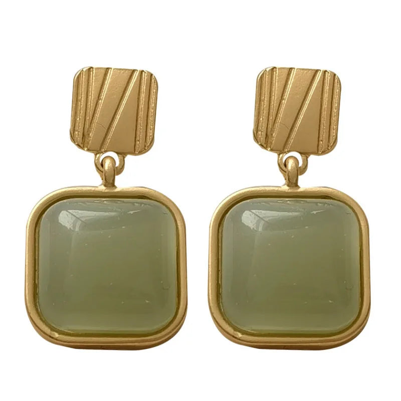 Brincos Boho Pedra Verde