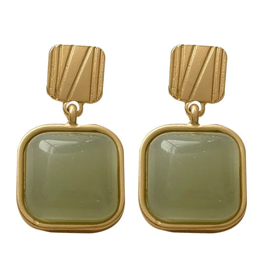 Brincos Boho Pedra Verde
