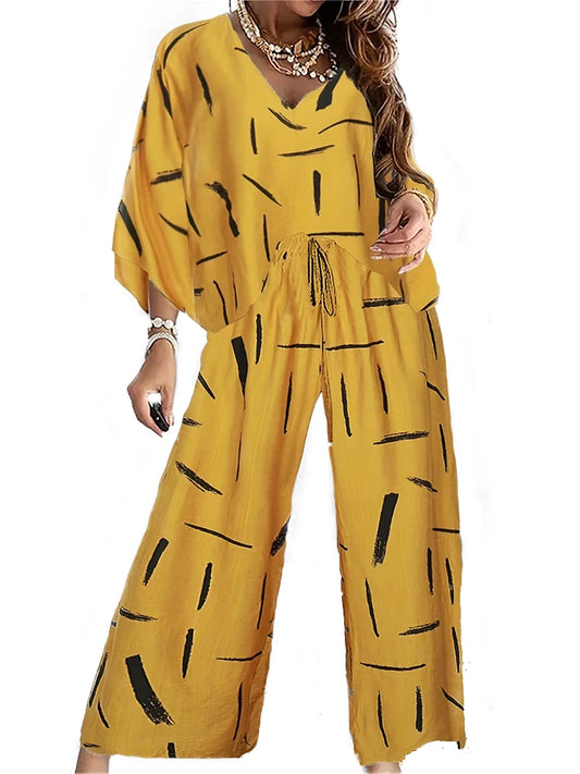 Conjunto Feminino Estampado com Calça e Blusa de Manga Longa