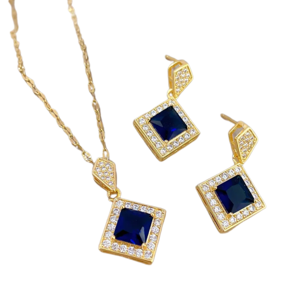 Conjunto Jóias Azul Escuro