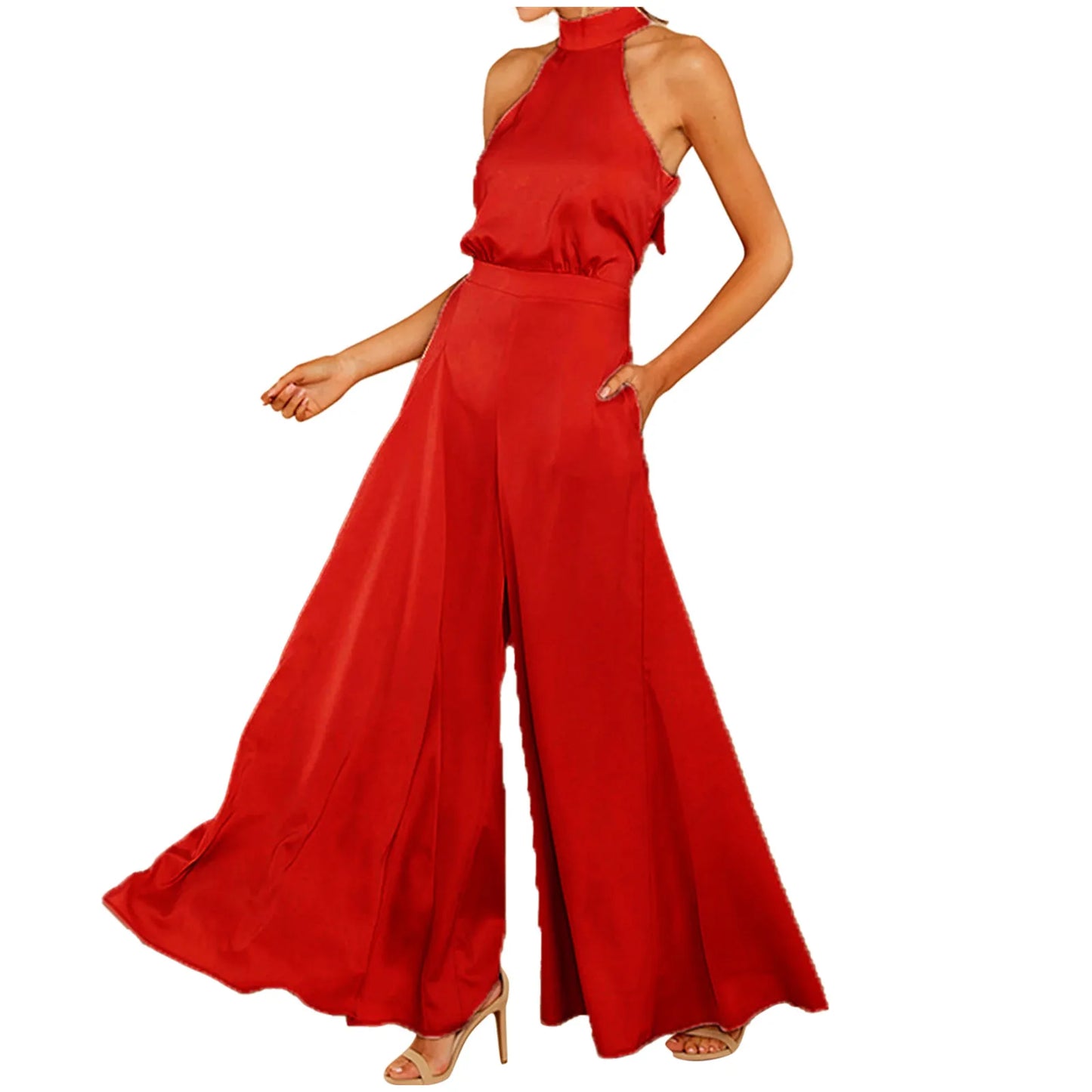 Macacão Feminino Longo com Gravata nas Costas