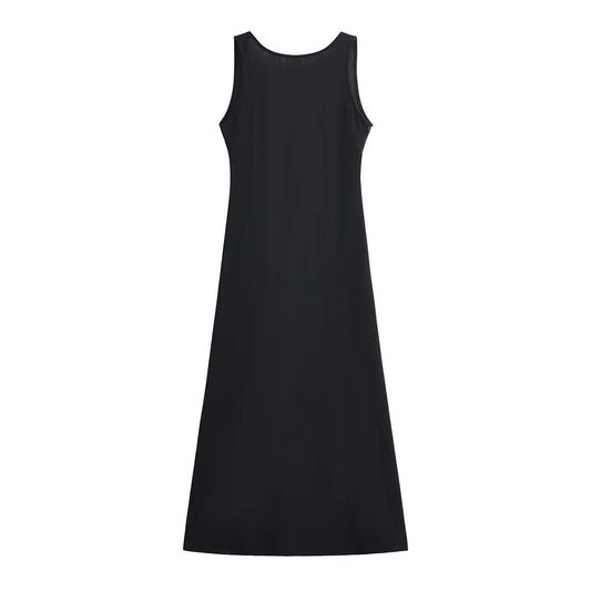 Vestido Casual de Verão Preto sem Mangas