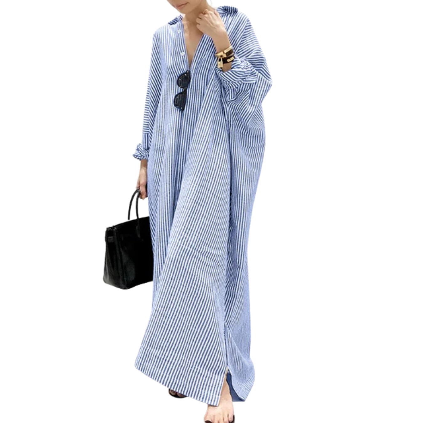 Vestido Verão Estampado Listrado Feminino Boêmio